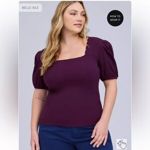 Torrid size 00x 10 M/L Belle Isle Scallop Neck Puff Sleeve Top